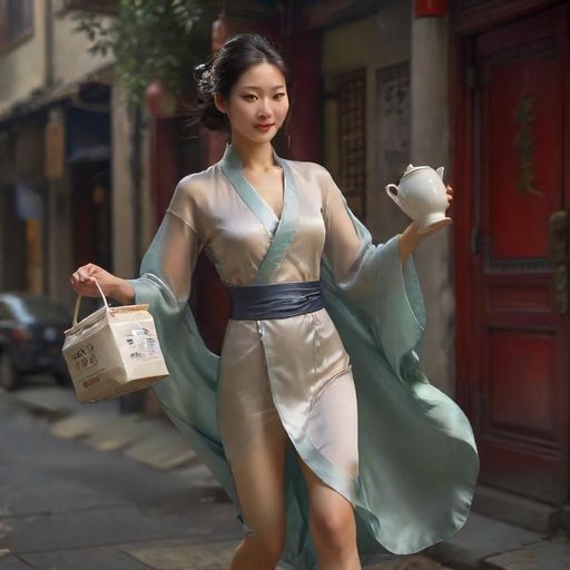 配送员快速送达茶饮的画面