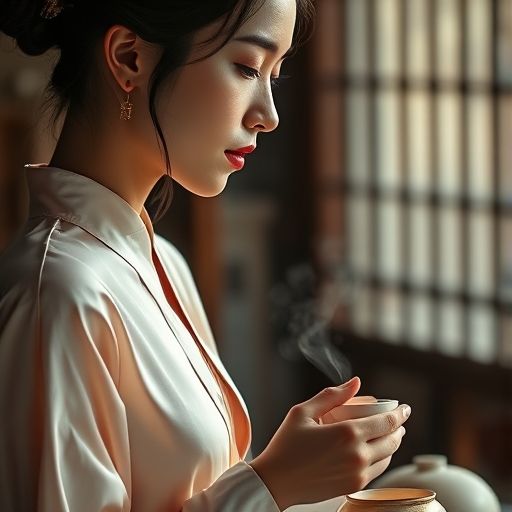 茶艺师优雅表演的瞬间