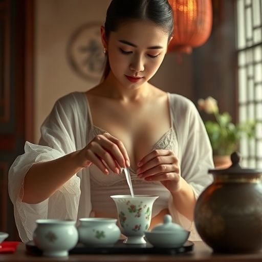 茶艺师专注泡茶的瞬间