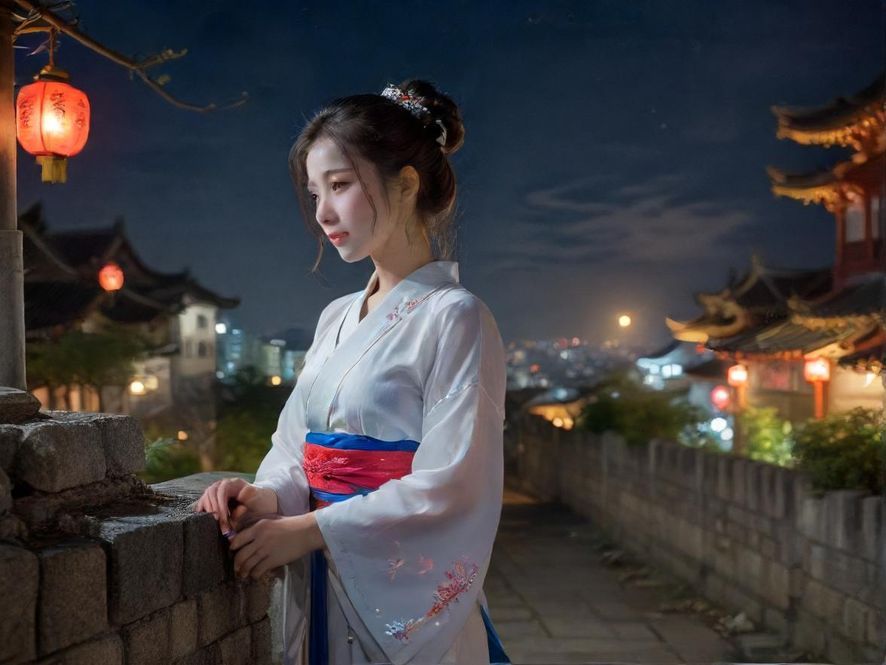 在广州的夜晚，一只手在指着某个方向，背景是模糊的城市街景