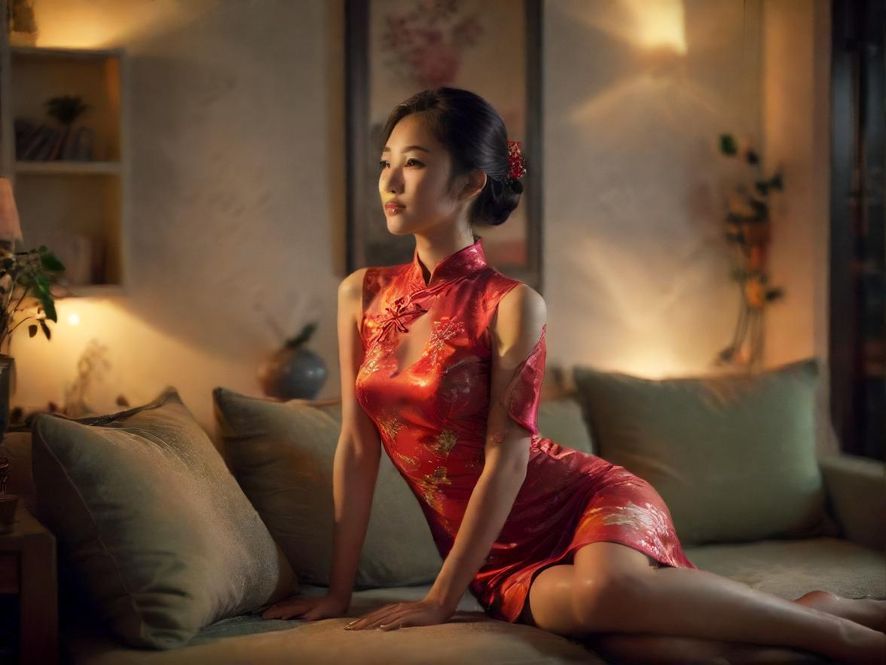 一位年轻女性在家中沙发上放松，手持手机，面带微笑。阳光透过窗户洒进来，营造出温馨舒适的氛围。