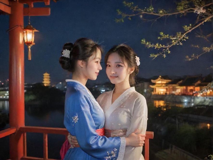 夜幕下的高端桑拿会所，霓虹灯光勾勒出迷人氛围