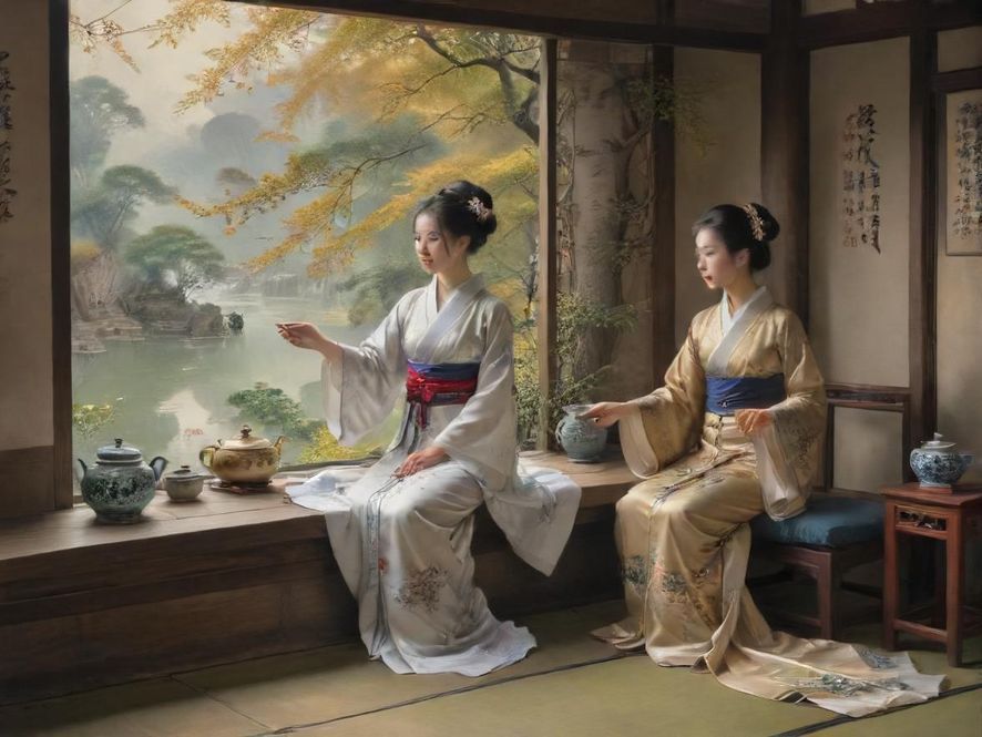 天河茶艺师优雅泡茶场景