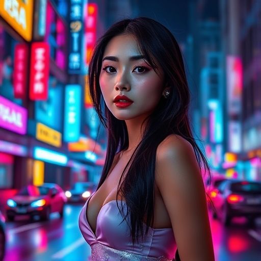 手机屏幕上显示着深圳夜场信息的赛博朋克风格图片