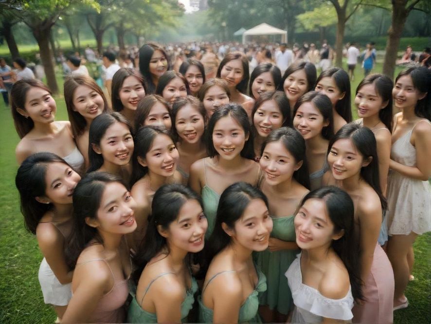 深圳大学生在公园聚会的欢乐场景