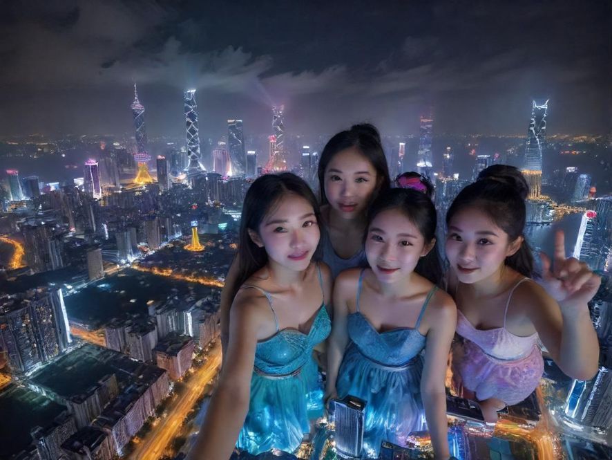 佛山璀璨夜景，城市灯光勾勒出活力四射的轮廓
