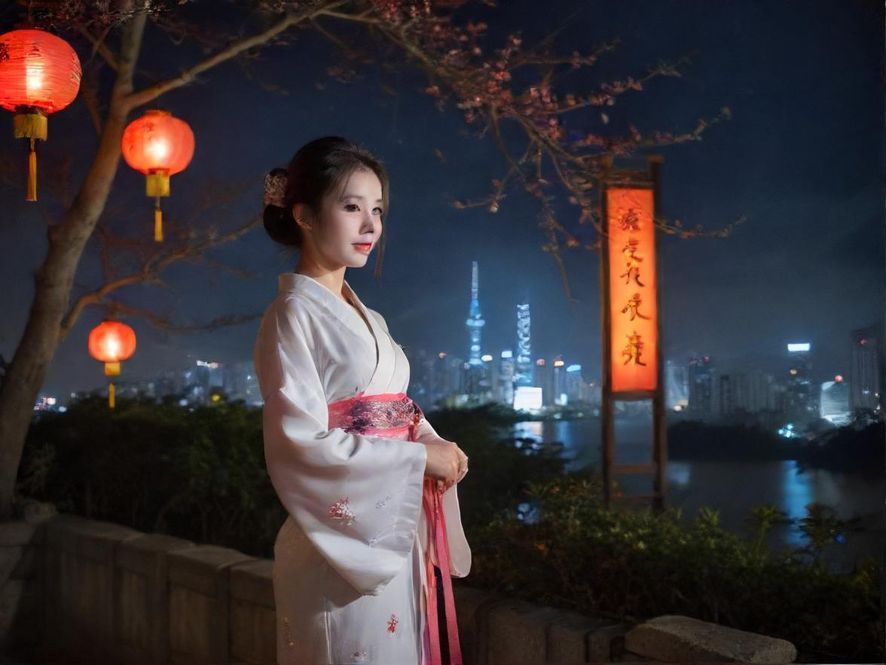 都市夜色下的桑拿会所外观