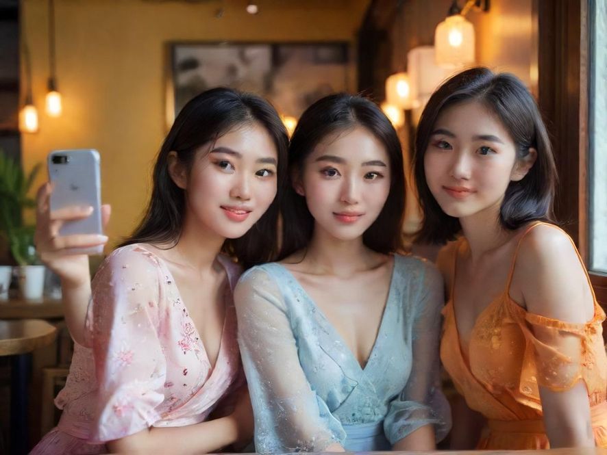 深圳大学生在咖啡馆交流的温馨画面