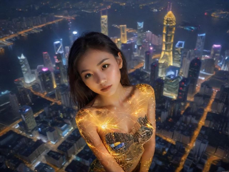 深圳夜幕下的都市，霓虹闪烁，车流如织，仿佛一座永不休眠的巨型机器。