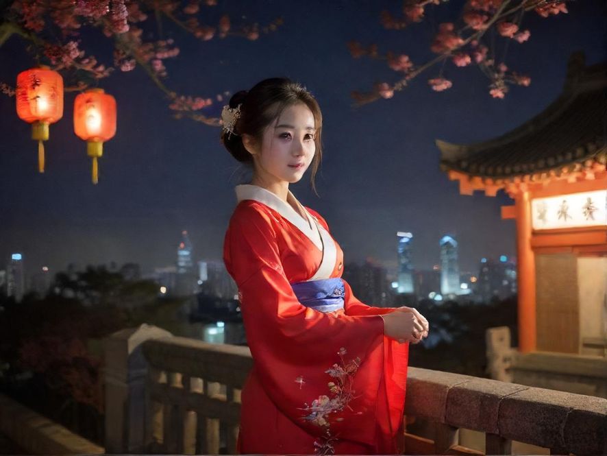 从高处俯瞰繁华都市的璀璨夜景