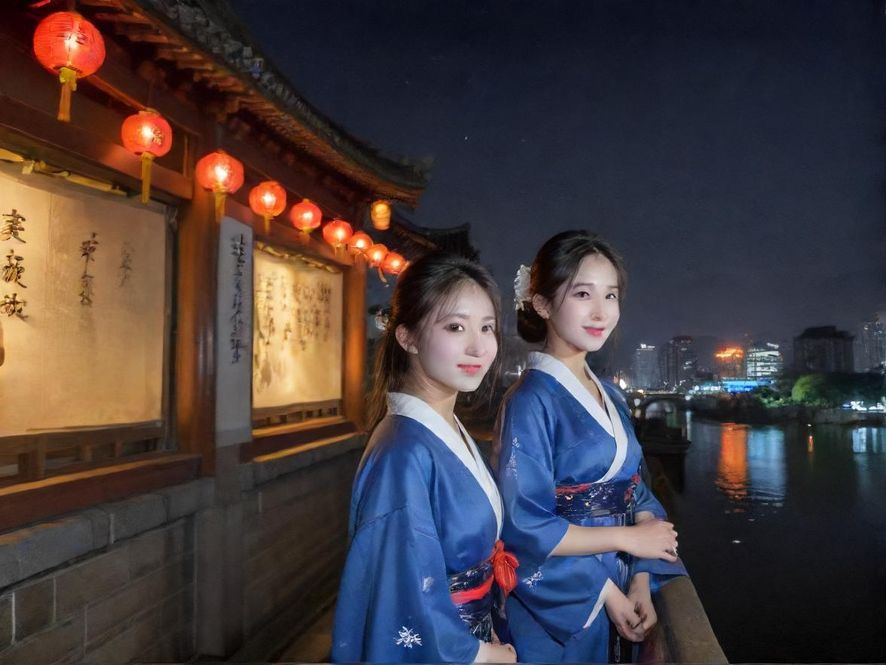 都市夜晚，霓虹闪烁的休闲娱乐场所入口