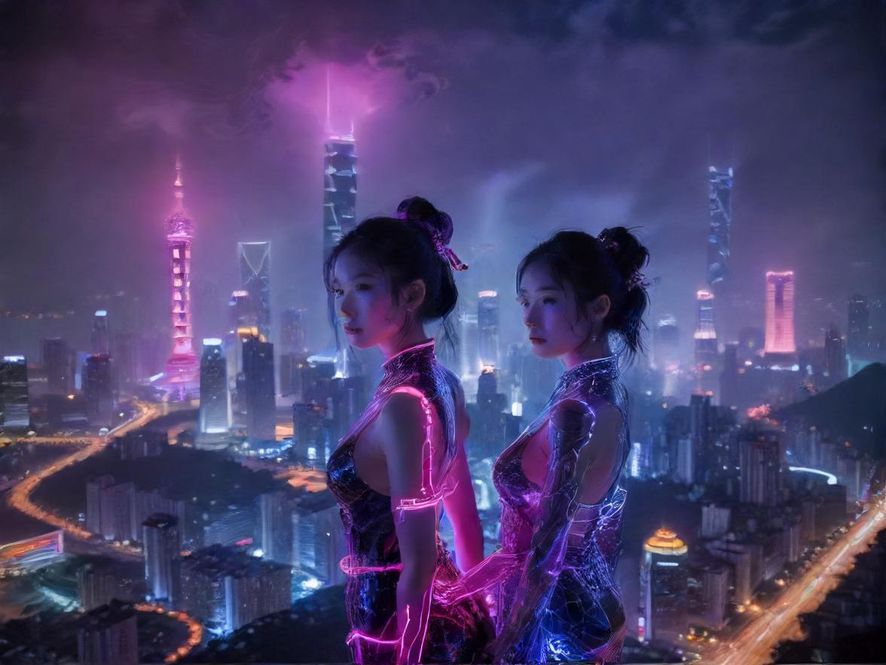 流光溢彩的深圳夜景
