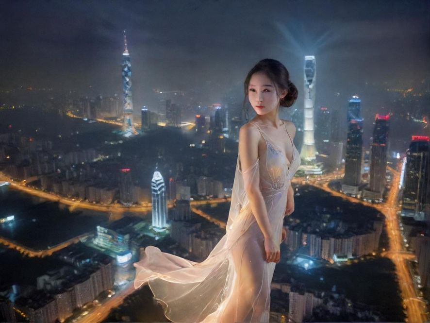 广州都市夜景，灯火辉煌