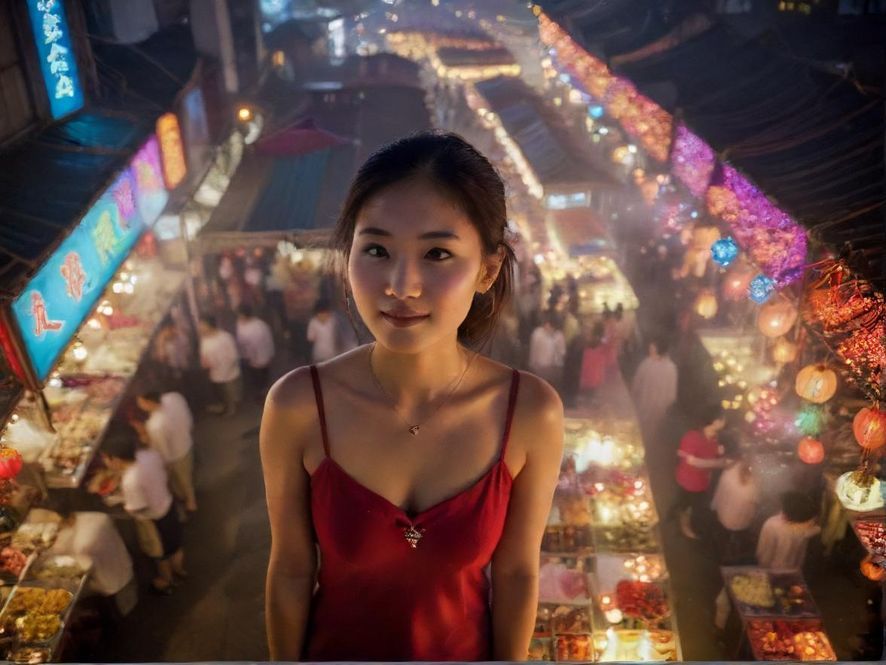 广州夜市热闹场景夜景