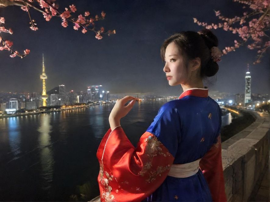 广州夜色下的城市景观，灯光璀璨，暗示着隐藏的精彩