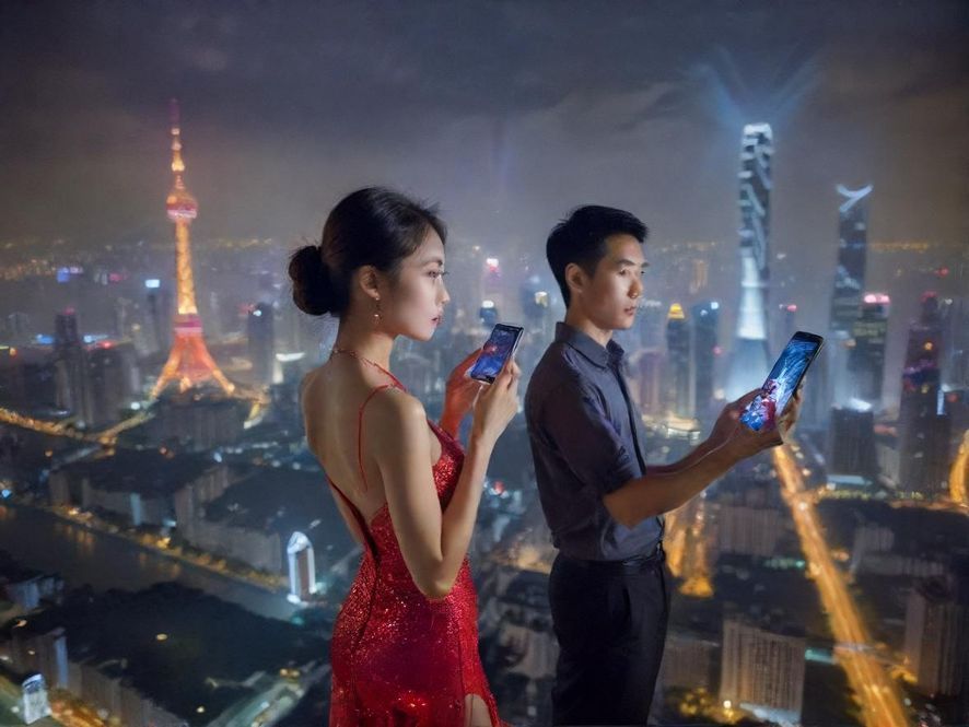 一个人在手机上查看广州夜场信息