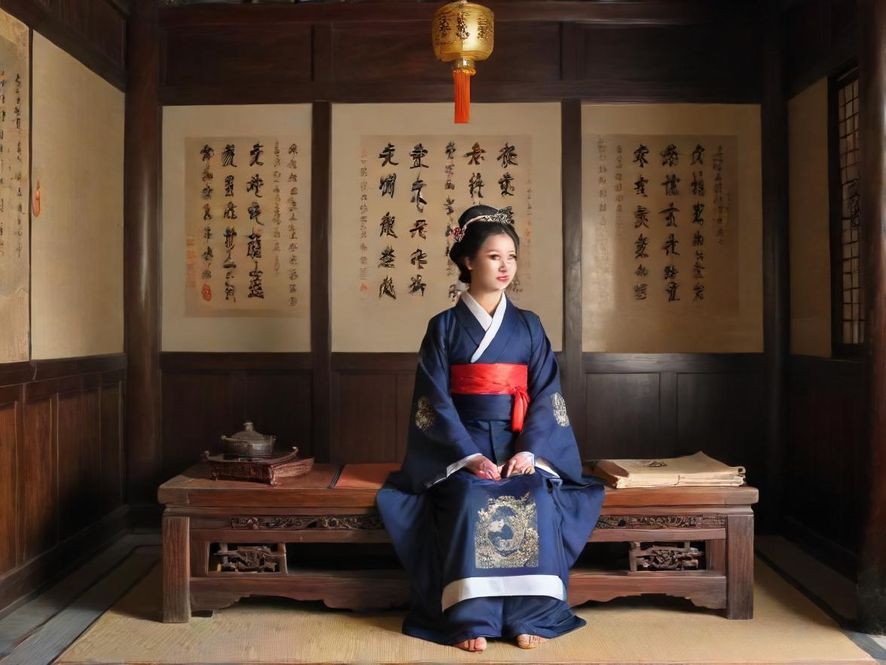 一位眼神深邃、姿态优雅的成熟女性，在柔和灯光下的私密卧室中侧身凝视，散发着神秘而魅惑的气息。